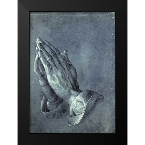Praying Hands Black Modern Wood Framed Art Print by Durer, Albrecht