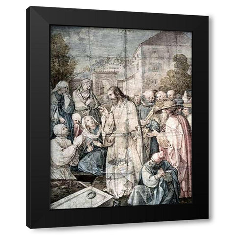 Resurrection of Lazarus Black Modern Wood Framed Art Print with Double Matting by Durer, Albrecht