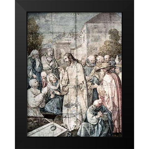 Resurrection of Lazarus Black Modern Wood Framed Art Print by Durer, Albrecht