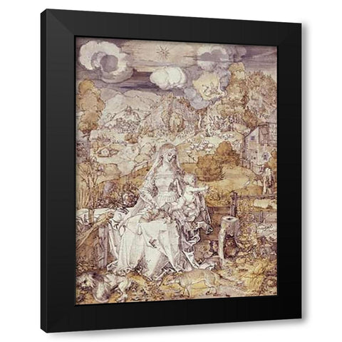 The Virgin with Animals Black Modern Wood Framed Art Print with Double Matting by Durer, Albrecht