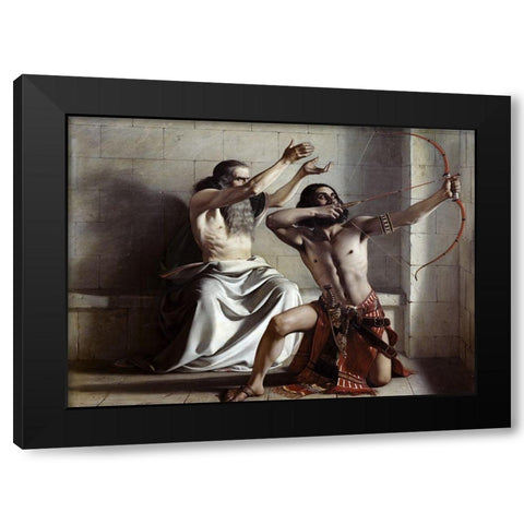 Joas Shoots The Arrow of Redemption Black Modern Wood Framed Art Print with Double Matting by Dyce, William