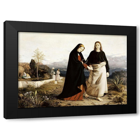 John Leading Mary From The Tomb Black Modern Wood Framed Art Print by Dyce, William