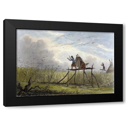 Guarding The Corn Fields Black Modern Wood Framed Art Print by Eastman, Mary