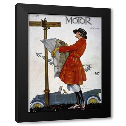 Motor Magazine - Cover Image Black Modern Wood Framed Art Print with Double Matting by Eastman, Ruth