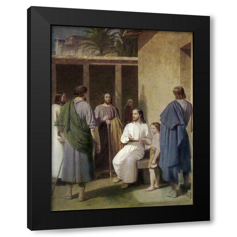 Let The Children Come Unto Me Black Modern Wood Framed Art Print with Double Matting by Eckersberg, Christoffer W.