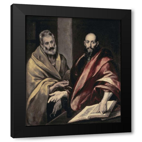 Apostles St. Peter and St. Paul Black Modern Wood Framed Art Print by El Greco