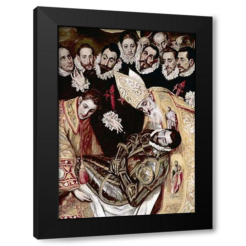 Burial of Count Orgaz - Detail Black Modern Wood Framed Art Print with Double Matting by Greco, El