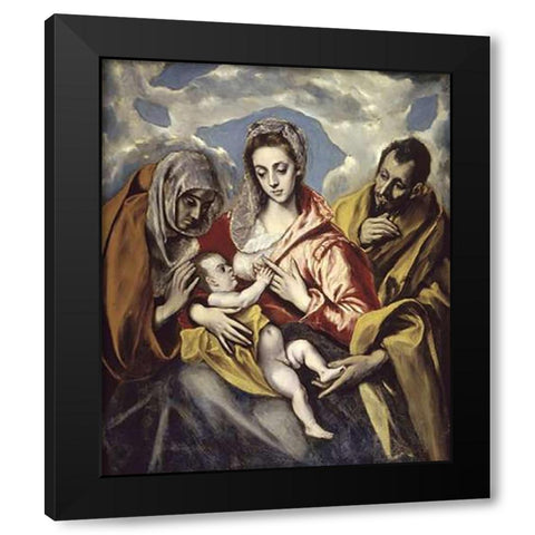 Holy Family and Saint Anne Black Modern Wood Framed Art Print by Greco, El
