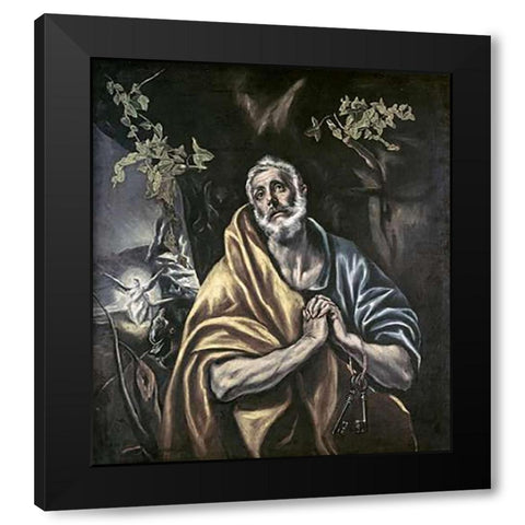 Penitent Peter Black Modern Wood Framed Art Print by Greco, El