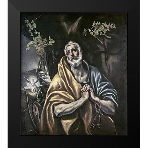 Penitent Peter Black Modern Wood Framed Art Print by Greco, El