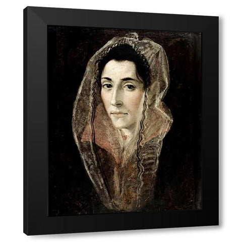 Portrait of a Lady Black Modern Wood Framed Art Print with Double Matting by Greco, El