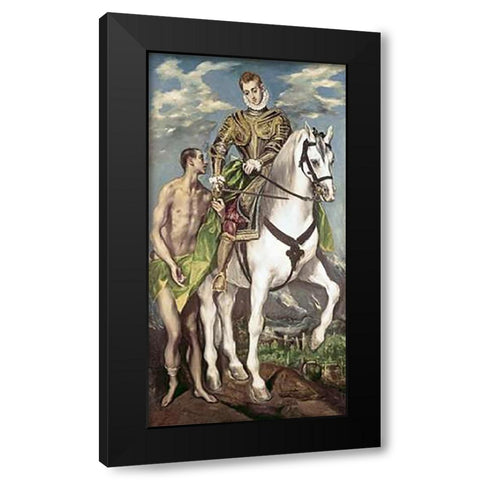 Saint Martin and The Beggar Black Modern Wood Framed Art Print by Greco, El
