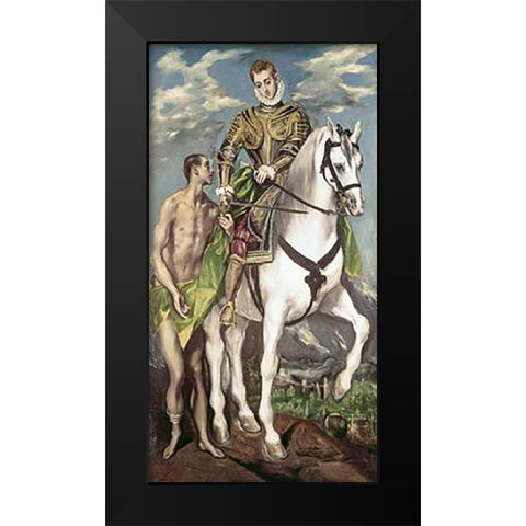 Saint Martin and The Beggar Black Modern Wood Framed Art Print by Greco, El