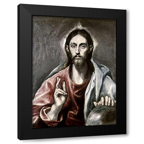 Savior of the World Black Modern Wood Framed Art Print by Greco, El