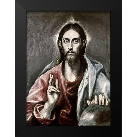 Savior of the World Black Modern Wood Framed Art Print by Greco, El