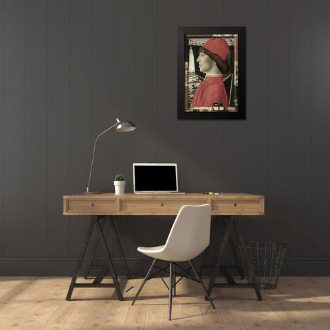 Portrait of a Young Man Black Modern Wood Framed Art Print by d Este, Baldassarre