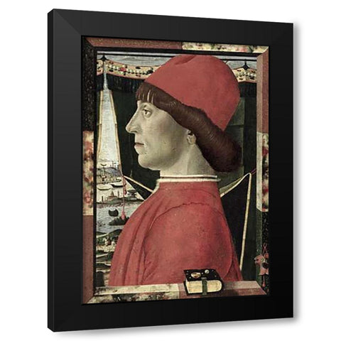 Portrait of a Young Man Black Modern Wood Framed Art Print by d Este, Baldassarre