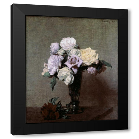Vase of Flowers Black Modern Wood Framed Art Print with Double Matting by Fantin-Latour, Henri