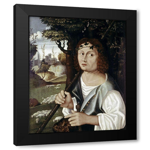 Good Shepherd Black Modern Wood Framed Art Print with Double Matting by Ferrarese, Sebastino
