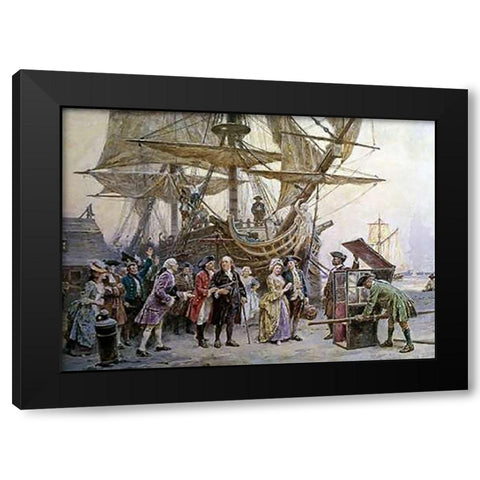 Franklins Homecoming Black Modern Wood Framed Art Print by Gerome Ferris, Jean Leon