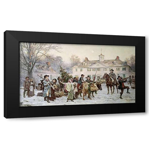 Mount Vernon Yule Log Black Modern Wood Framed Art Print by Gerome Ferris, Jean Leon