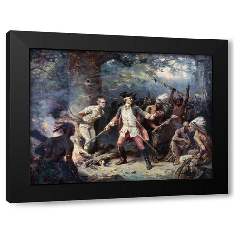 Rescue of Major Israel Putnam Black Modern Wood Framed Art Print by Ferris, Jean Leon Gerome