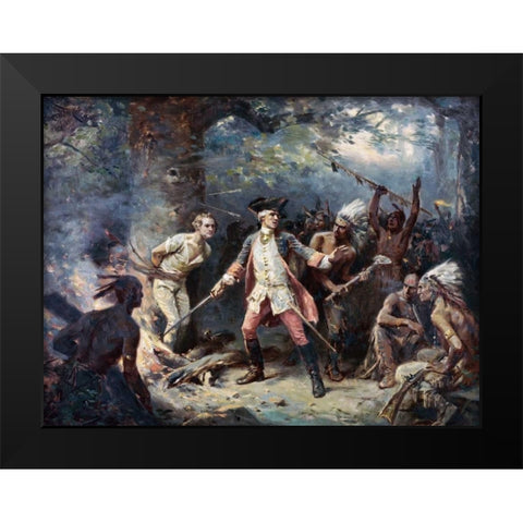 Rescue of Major Israel Putnam Black Modern Wood Framed Art Print by Ferris, Jean Leon Gerome