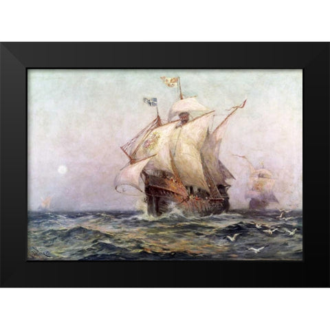 The Eve of Discovery Black Modern Wood Framed Art Print by Ferris, Jean Leon Gerome