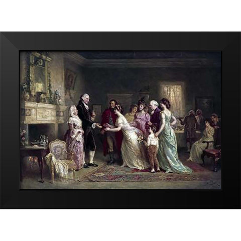 Washingtons Birthday Black Modern Wood Framed Art Print by Gerome Ferris, Jean Leon
