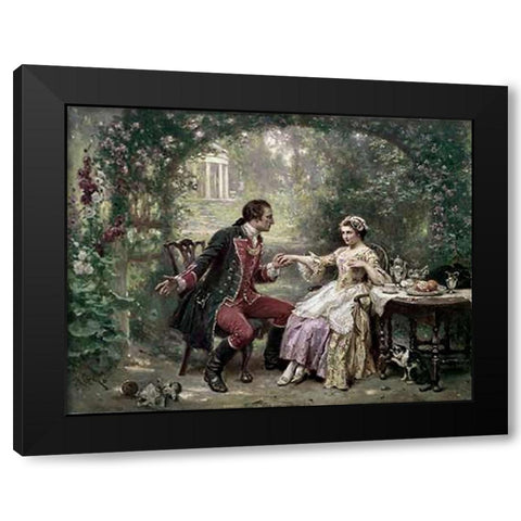 Washingtons Courtship Black Modern Wood Framed Art Print by Gerome Ferris, Jean Leon