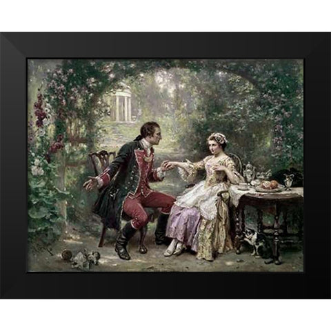 Washingtons Courtship Black Modern Wood Framed Art Print by Gerome Ferris, Jean Leon