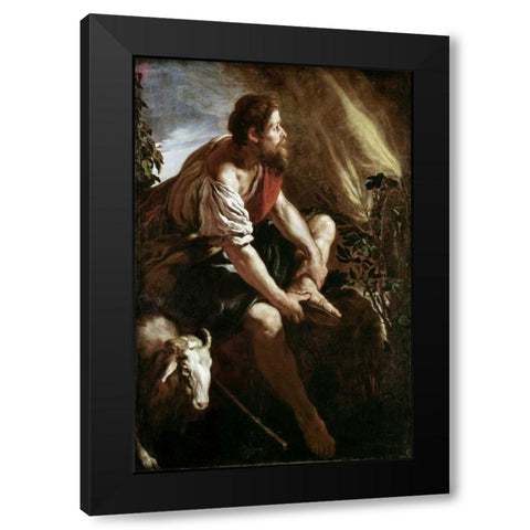 Moses Before a Burning Bush Black Modern Wood Framed Art Print with Double Matting by Fetti, Domenico