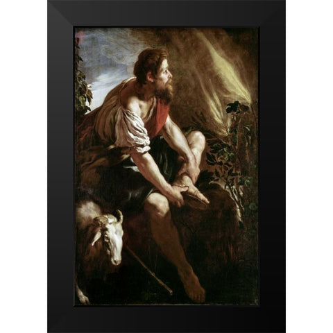 Moses Before a Burning Bush Black Modern Wood Framed Art Print by Fetti, Domenico