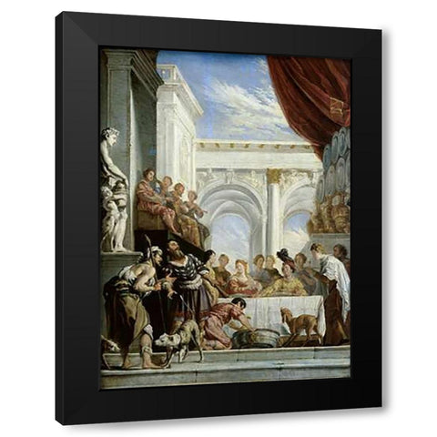 Parable of Dives and Lazarus Black Modern Wood Framed Art Print with Double Matting by Fetti, Domenico