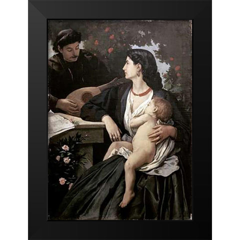 Mandolin Player Black Modern Wood Framed Art Print by Feuerbach, Anselm Friedrich