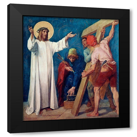 Jesus Carries His Cross, 2nd Station of The Cross Black Modern Wood Framed Art Print by Feuerstein, Martin