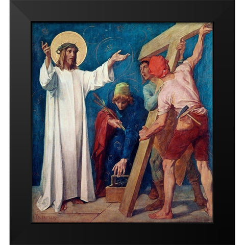Jesus Carries His Cross, 2nd Station of The Cross Black Modern Wood Framed Art Print by Feuerstein, Martin