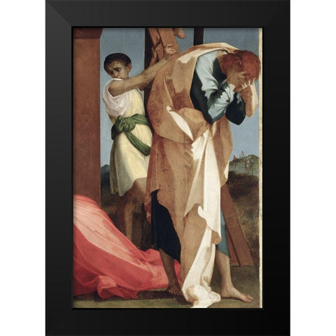 Descent From The Cross (Detail) Black Modern Wood Framed Art Print by Fiorentino, Rosso