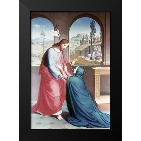 Jesus Appears To His Mother Black Modern Wood Framed Art Print by Flatz, Gebhard