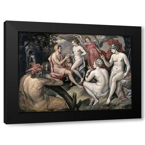 The Selection of Paris Black Modern Wood Framed Art Print with Double Matting by Floris, Frans