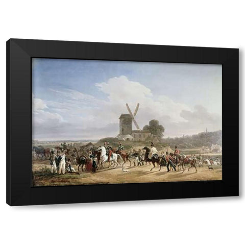 Troops Returning From Battle Black Modern Wood Framed Art Print by Fontaines