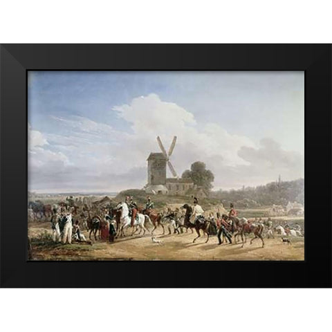 Troops Returning From Battle Black Modern Wood Framed Art Print by Fontaines