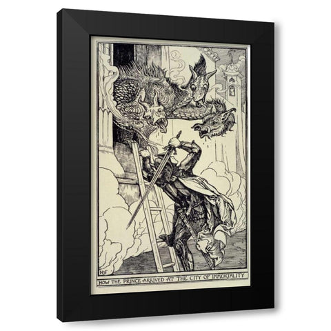 How The Prince Arrived at The City of Immortality Black Modern Wood Framed Art Print with Double Matting by Ford, H.J.