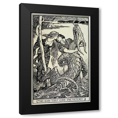 The Kiss That Gave The Victory Black Modern Wood Framed Art Print by Ford, H.J