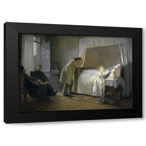 Death of Madame Bovary Black Modern Wood Framed Art Print by Fourie, Albert-Auguste