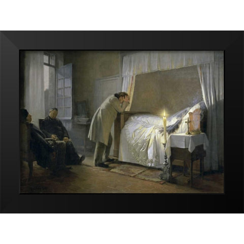Death of Madame Bovary Black Modern Wood Framed Art Print by Fourie, Albert-Auguste