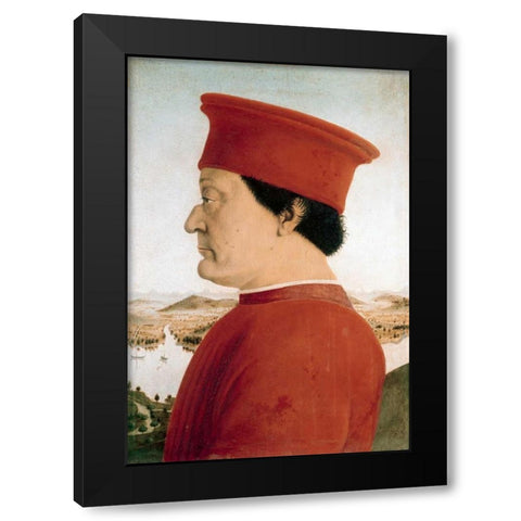 Duke of Urbino Black Modern Wood Framed Art Print by Della Francesca, Piero