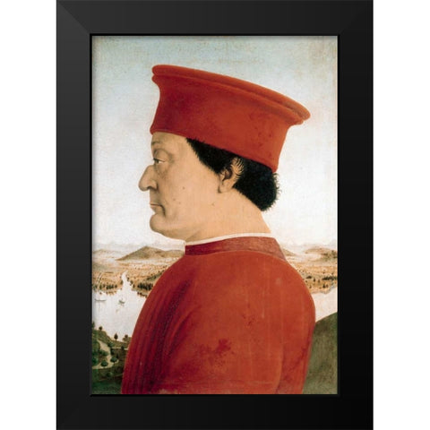 Duke of Urbino Black Modern Wood Framed Art Print by Della Francesca, Piero