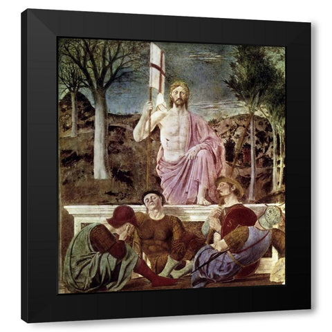 Resurrection Black Modern Wood Framed Art Print by Della Francesca, Piero