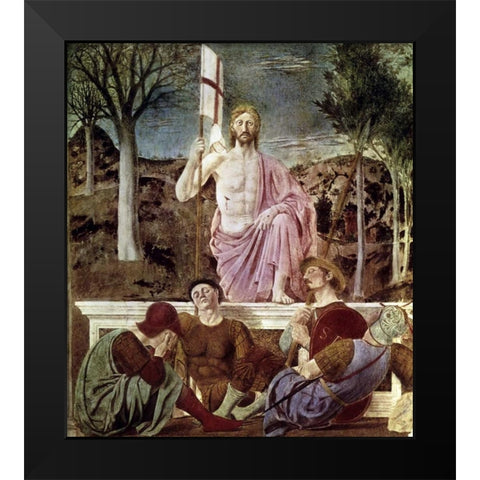 Resurrection Black Modern Wood Framed Art Print by Della Francesca, Piero